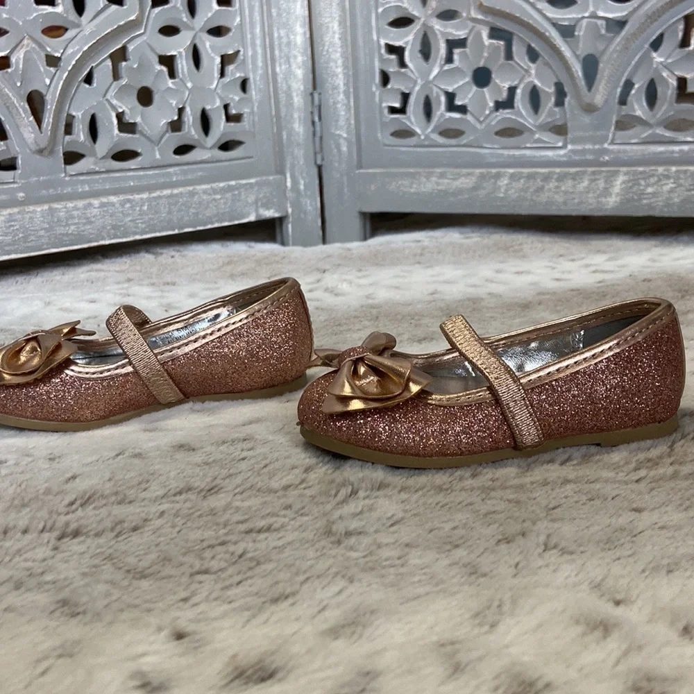 Nina rose gold sandals girls size 5 sparkly bows holiday party girlhoodcore